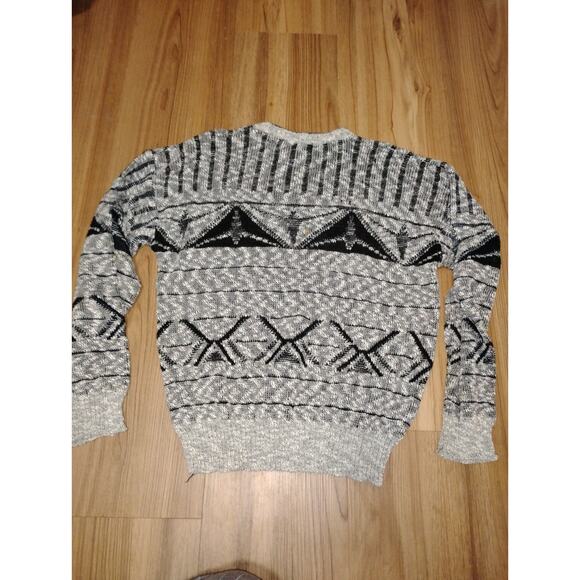 vintage pullover Cosby style or grandpa style Long Sleeve Geometric Patern M 80' - Picture 9 of 9